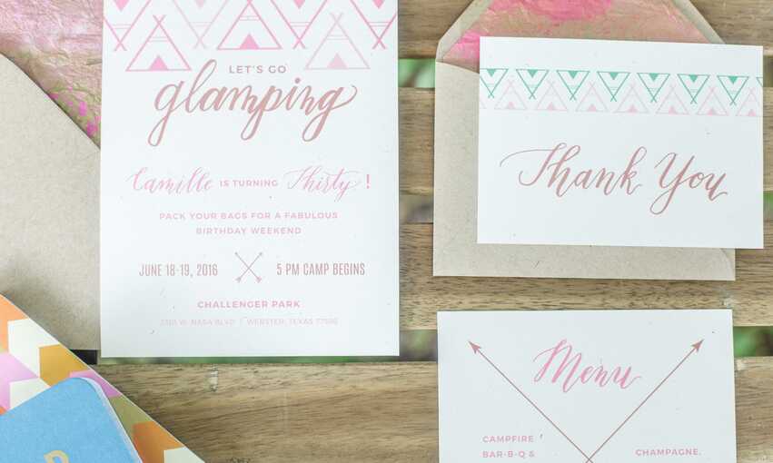 Glamping party themed inspiration and ideas